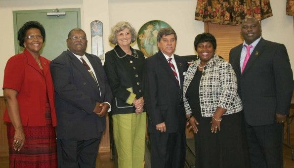 Pictured from left is newly elected Brundidge City Council, Betty Baxter, District 1; Arthur Lee Griffin, District 2; Margaret Ross, District 3, Jimmy Ramage, mayor; Cynthia Pearson, District 4; and Steven Coleman, District 5. 
