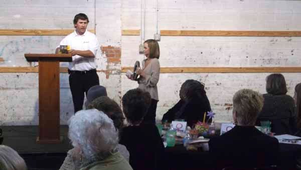 Ashley Pelham, owner of Tire Brokers on Highway 231 North, was the featured speaker for Female Factor Wednesday’s luncheon. He gave the women quick tips on Car Maintenance 101. 