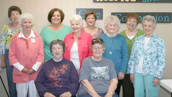 Volunteers with Hospice Advantage in Troy kicked off National Volunteer Month on Monday with an informative meeting and an informal social time at the Hospice office. Pictured from left, seated, Rue Botts and Annette Tustin. Standing, Mary Starling, Mary Woodhurst, Patsy Owens, Jean Sims, Paulette West, Florence Jeffcoat, Mary Wadowick and Gwen Lassiter.