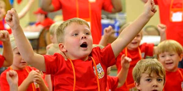 Conner Davidson participates in the songs during VBS at First United Methodist Church in Troy, Ala., Thursday, June 27, 2013. (Photo/Thomas Graning)