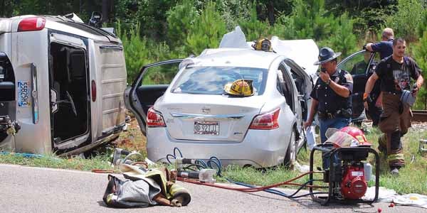 First responders investigate a crash on U.S. Highway 29 in Banks Friday morning. | Photo by Robbyn Brooks