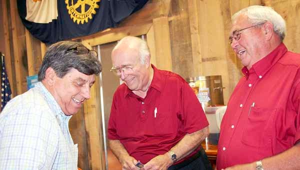Ralph Black, host of “The Morning Show” on WTBF Radio, was the program guest of the Brundidge Rotary Club Wednesday. Following the program, Black, center, shared a laugh with program hosts, Rotarians Johnny Garrett, right, and Jimmy Ramage, left.