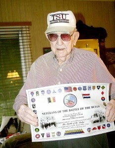 Emmitt Boutwell, 92, of Brundidge is a veteran of the Battle of the Bulge. 