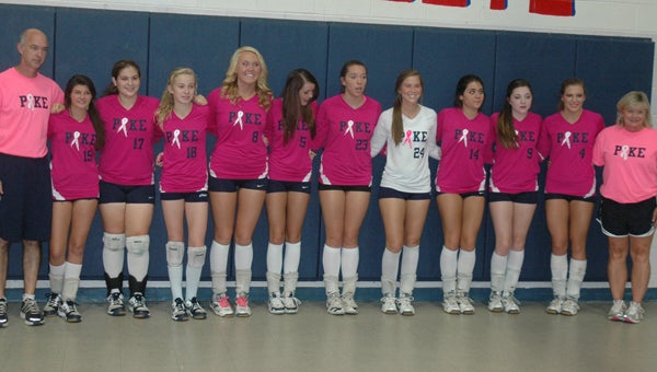 Likewise, the Pike Liberal Arts Lady Patriots wore pink in honor of breast cancer survivors. 