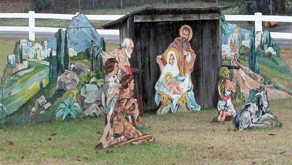 The nativity scene at Salem Baptist Church was painted by Larry Godwin.