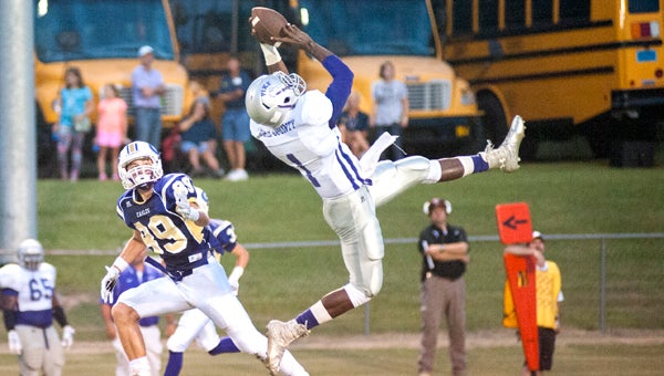 Pike County’s Jerrel Lawson skies for an interception in the first half of Friday’s win. (Photo/Joey Meredith)