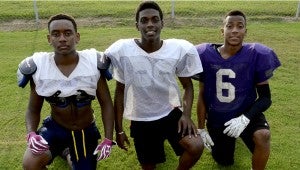 Left to right, Jalen Psalmonds, Frank Harris and Jabronski Williams are all sophomores on the Goshen football team. Snyder said while his team was young, they were able to accomplish the tasks given to them. The Goshen Eagles are currently the only undefeated team in Pike County, and their region. MESSENGER PHOTO/SCOTTIE BROWN