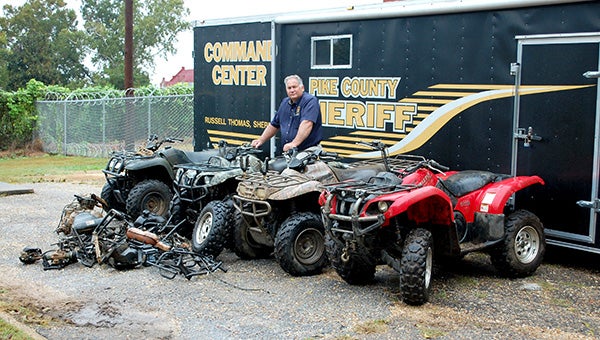 Messenger Photo/ Scottie Brown The sheriff’s department and Troy PD came together to recover five stolen four-wheelers. 