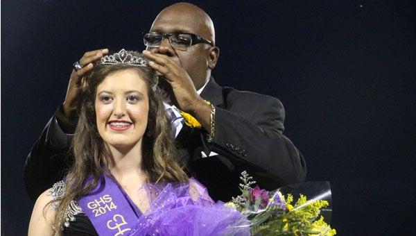Goshen celebrated their homecoming Friday night with a presentation of the homecoming court prior to the eagles playing against Central Hayneville. Above, Haley Hughes is crowned  Homecoming Queen. The homecoming court is: freshman attendant Massey Waller, sophomore attendant Skylar Fayson, junior attendant Courtney Tramick, Queen Haley Hughes, senior attendant Ranesha Bell, eighth grade attendant Anna Grace Thomas, eight grade attendant Antoneia Foster and seventh grade attendant Reid Mitchell.