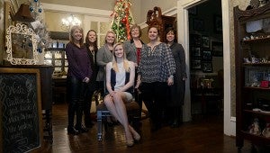 Messenger photo/Scottie Brown Above, Caitlin Hicks, center, sits with board members for Pike County’s Distinguished Young Women chapter. Co-chairpersons Candy Shaughnessy and Brooke Terry along with Hicks’ mother, Deborah, have helped Hicks prepare for the state level of competition.