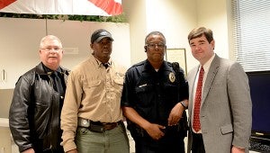 From left to right, Cheif Jimmy Ennis, Tevan Walton, Jay Walton and Mayor Jason Reeves