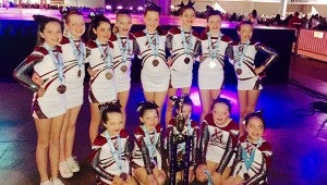 Xtreme Athletics Appollo Youth Level 1 team placed third in their division at the Cheersport Nationals. Members include, front row from left, Allyn Wilson, Ashlyn Gurba, Dani Jo Prestwood, Ava Leverette, Nikki Hopper; back row from left, Ay-Lee Price, Anna Claire Dorrill, Presley Thomas, Emmas Wolfe, Bayli Eaton, Alyssa Terry, Mary Britton Hicks and Chloe Draper.