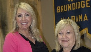 From left, Becky Saunders, the Southern Regional Education director for the Liberty Learning Foundation, with Anita Grant, PCES principal.