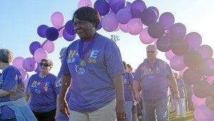 Messenger Photo/Courtney Patterson Relay for Life began with the Survivors’ Lap. All cancer survivors walked one lap together to kick off the event.