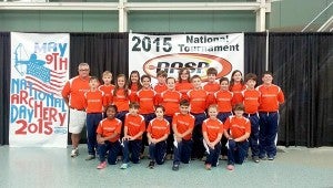 The 2015 members of the TES Archery team traveled to Louisville, Ky. Friday for National competition. Members of the team are: Braxton Brown, Miles Curtis, Robert Grable, Logan Olcott, Kameron Ousley, Noah Prestwood, Nick Simmons, Will Templin, Gavin Wade, Caleb Watkins, Jackson West, Alexa Benca, Tatum Brook, Sarah Madison Davis, Amya Ford, Kaley Lecroy, Kassidy Mizell, Kaylee Mizell, Lily Ryan and Allie Scarbrough. SUBMITTED PHOTO