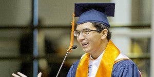 Messenger photo/Thomas Graning Salutatorian Sean Patrick Alvarez speaks during graduation. 