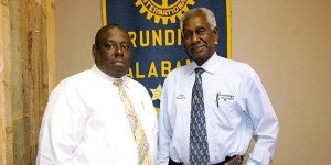 Messenger Photo/Jaine Treadwell Carter Davenport, warden, Easterling Correctional Facility, was the program guest of Rotarian Moses Davenport at the Wednesday meeting of the Brundidge Rotary Club. Carter Davenport is the nephew of Moses Davenport, who is the Brundidge Police Chief.