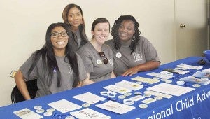 MESSENGER PHOTO/JAINE TREADWELL Representatives of the Pike Regional Child Advocacy Center, Melanie Hall, Kaley Green, Temeka Teague and Camille Downing, expressed appreciation for the opportunity to share information about the CAC with those who attended the Brown Bag lunch on Thursday.