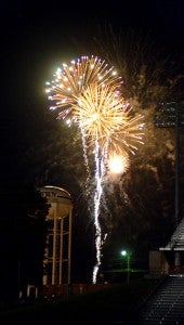 MESSENGER PHOTO/ SCOTTIE BROWN After postponing the annual fireworks show from Saturday to Sunday, the City of Troy is boasting approximately 1,000 attendees, which does not count those who viewed the fireworks show outside of Veteran’s Memorial Sunday.