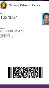 SUBMITTED PHOTO The Alabama Law Enforcement Agency has officially debuted a revolutionized driver’s license renewal system. Pictured is a sample Alabama digital driver license for Apple Passbook or Google Wallet.