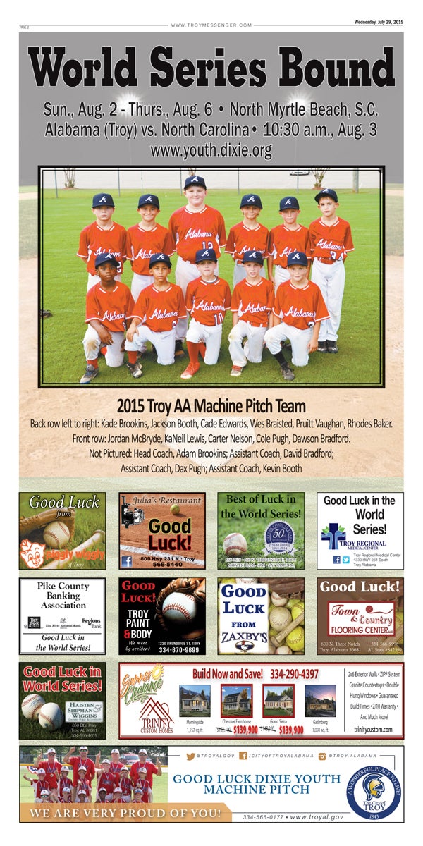 The AA Machine Pitch team is headed to the World Series in North Myrtle Beach, S.C.