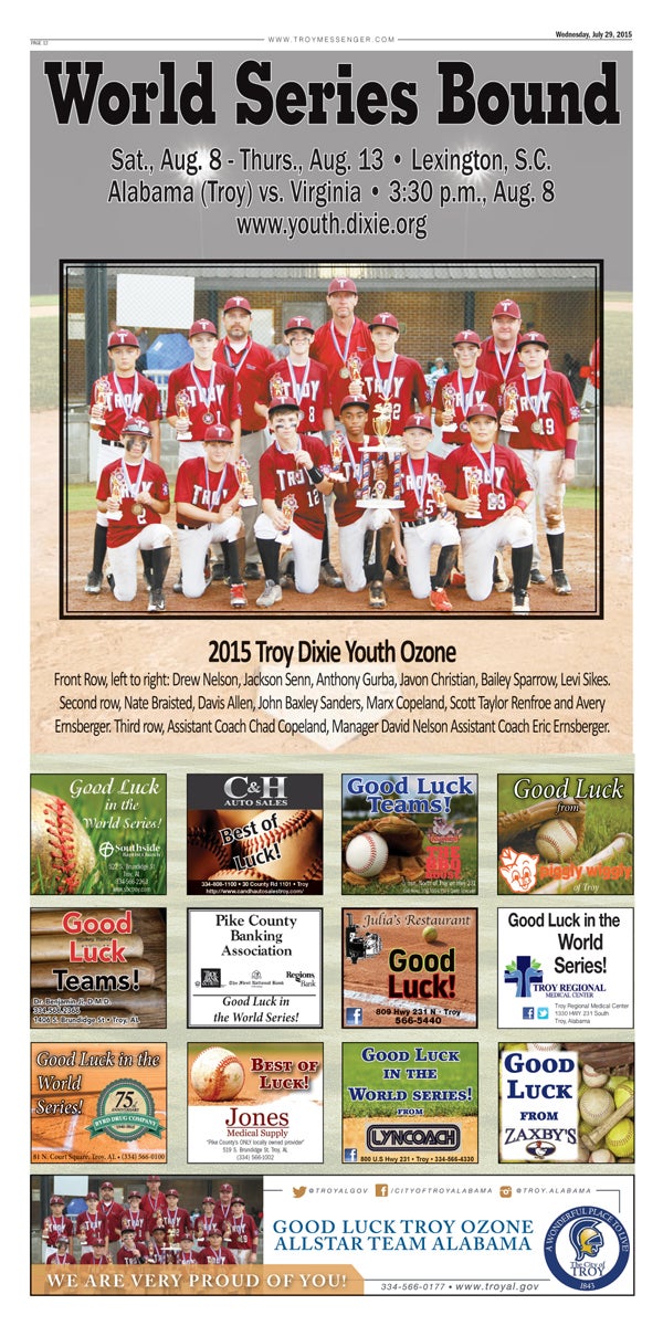 The Troy Ozone team is headed to the World Series in Lexington, S.C.