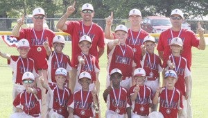 SUBMITTED PHOTO 2015 Alabama Dixie Youth Machine Pitch State Champs are pictured front from left, Carson Boothe, Cole Pugh, KaNeil Lewis, Jordan McBryde, Carter Nelson and Dawson Bradford. Middle row, Pruitt Vaughn, Kade Brookins, Jackson Booth, Cade Edwards, Rhodes Baker and Wes Braistead. Back row, David Bradford, Adam Brookins, Dax Pugh and Kevin Booth.