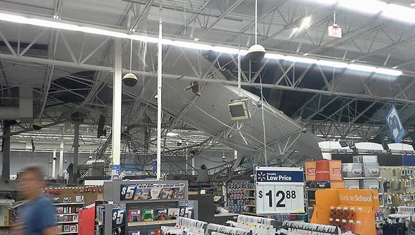 An apparent tornado damaged the Troy Walmart Thursday evening. Photo courtesy Eric Bagents