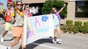 MESSENGER PHOTO/COURTNEY PATTERSON Charles Henderson High School marched in the annual CHHS Homecoming Parade Friday afternoon in Downtown Troy. Seniors embraced a Hawaiian theme.