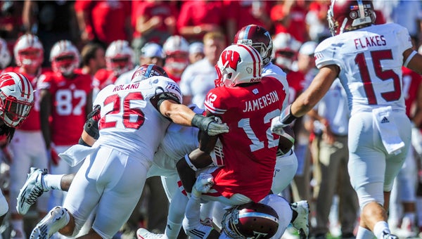 photo by Joey Meredith  The Troy Trojans fell the to the 24th ranked Wisconsin Badgers Saturday Afternoon 28-3. 
