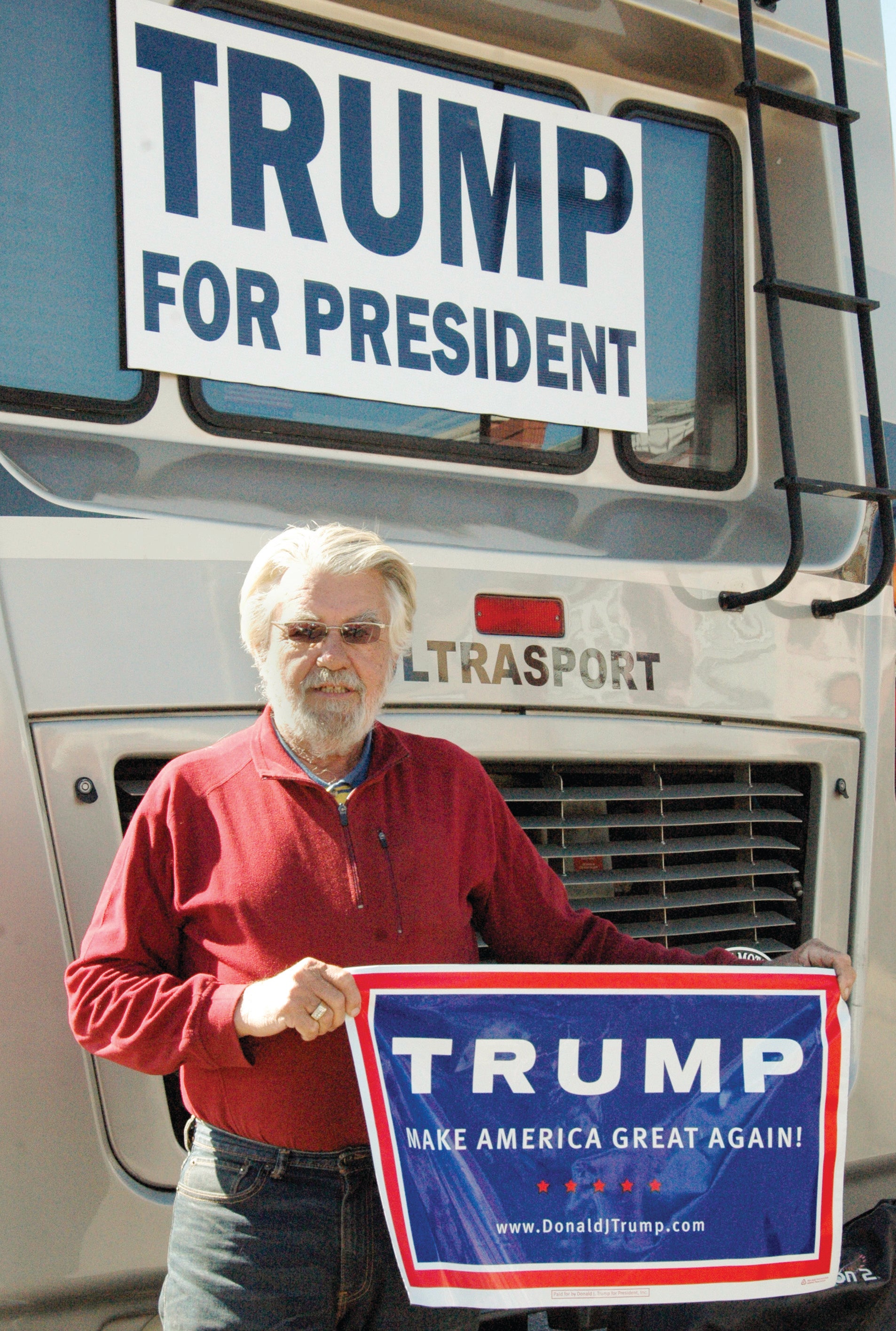 Harold Reddock was on hand for the Trump Stump Bus visit in Troy.