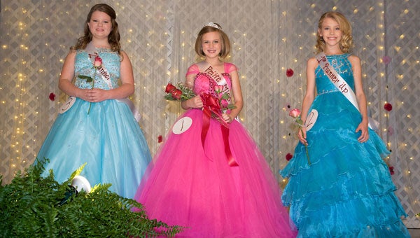 Photos Courtesy Steve STubblefield/Townhouse Photography Winners in the Petite Miss PLA category include Second Runner-up Maggie Hardin; First Runner-up Emma Cate Baker; and Petite Miss PLA Campbell Baker. 