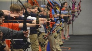 Photo/Mike Hensley The sport of archery has grown in popularity in Troy in the last decade. Under archery coach Forrest Lee, Troy City Schools continues to see an up tick in the amount of archers in the program every year.  