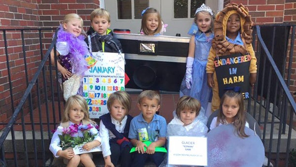 Covenant Christian students put on a ‘Vocabulary Parade’ Monday. Pictured above, Mrs. Garrett’ K4 class; back row, Emaleigh Grissom-Extravagant, Judson Durant- January, Caroline Murphy- Camera, Emma Kate Prendergast- Elegant, Eian Anderson- Endangered; front row, Becca Ann Oliver- Blossom, Peter Ritter- Prince, Silas Sanders- Sanitation, Gabe Roberts- Glacier, Paizlee Burkett- Pluto