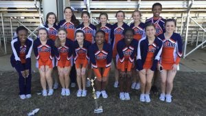 The Charles Henderson varsity cheerleaders took home first place in the Medium Varsity Division at the Peanut Festival in Dothan