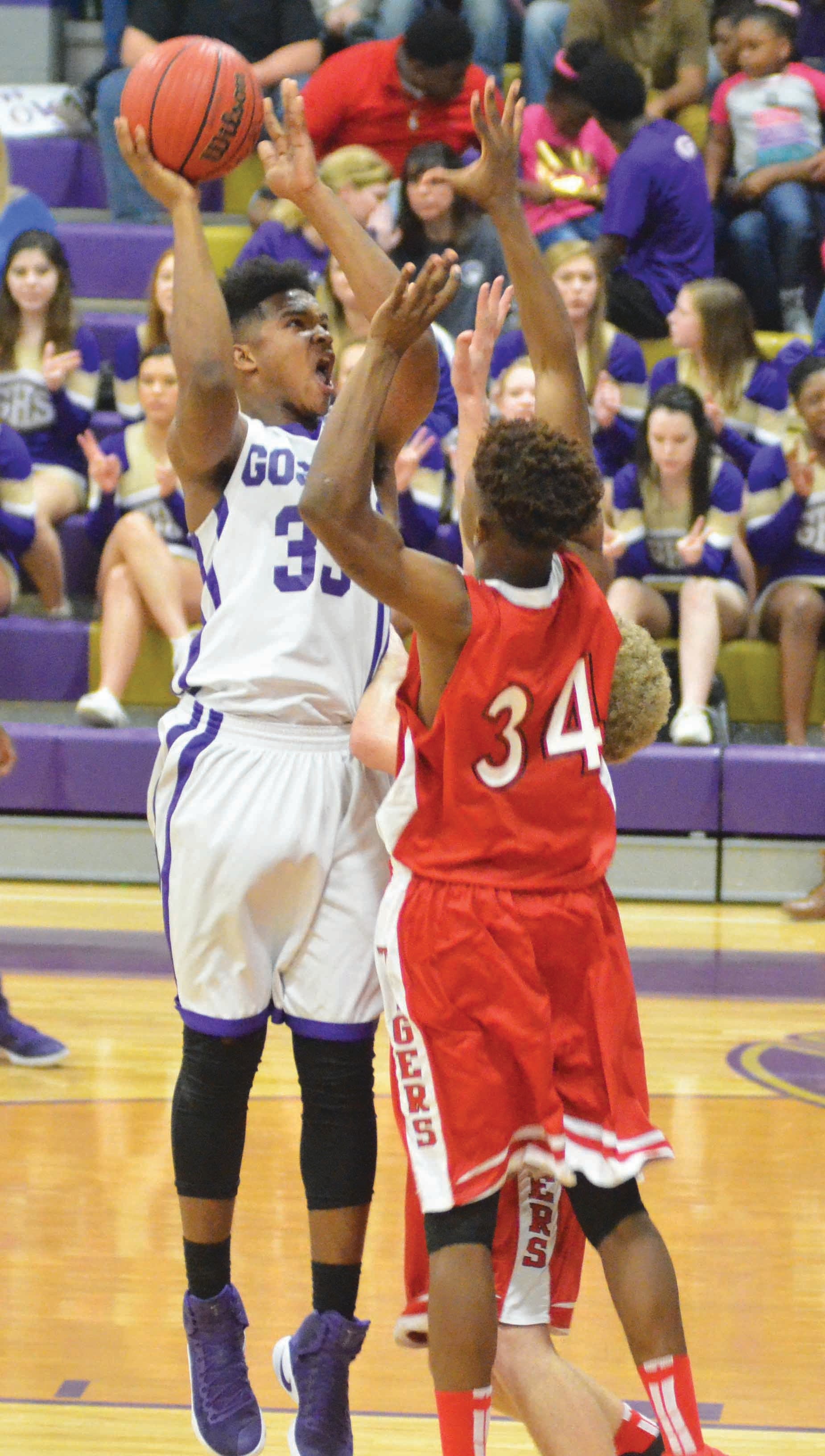 Messenger Photo/mike hensley The Goshen boys basketball team defeated Luverne 61-37 on Friday to go 1-0 in area play.