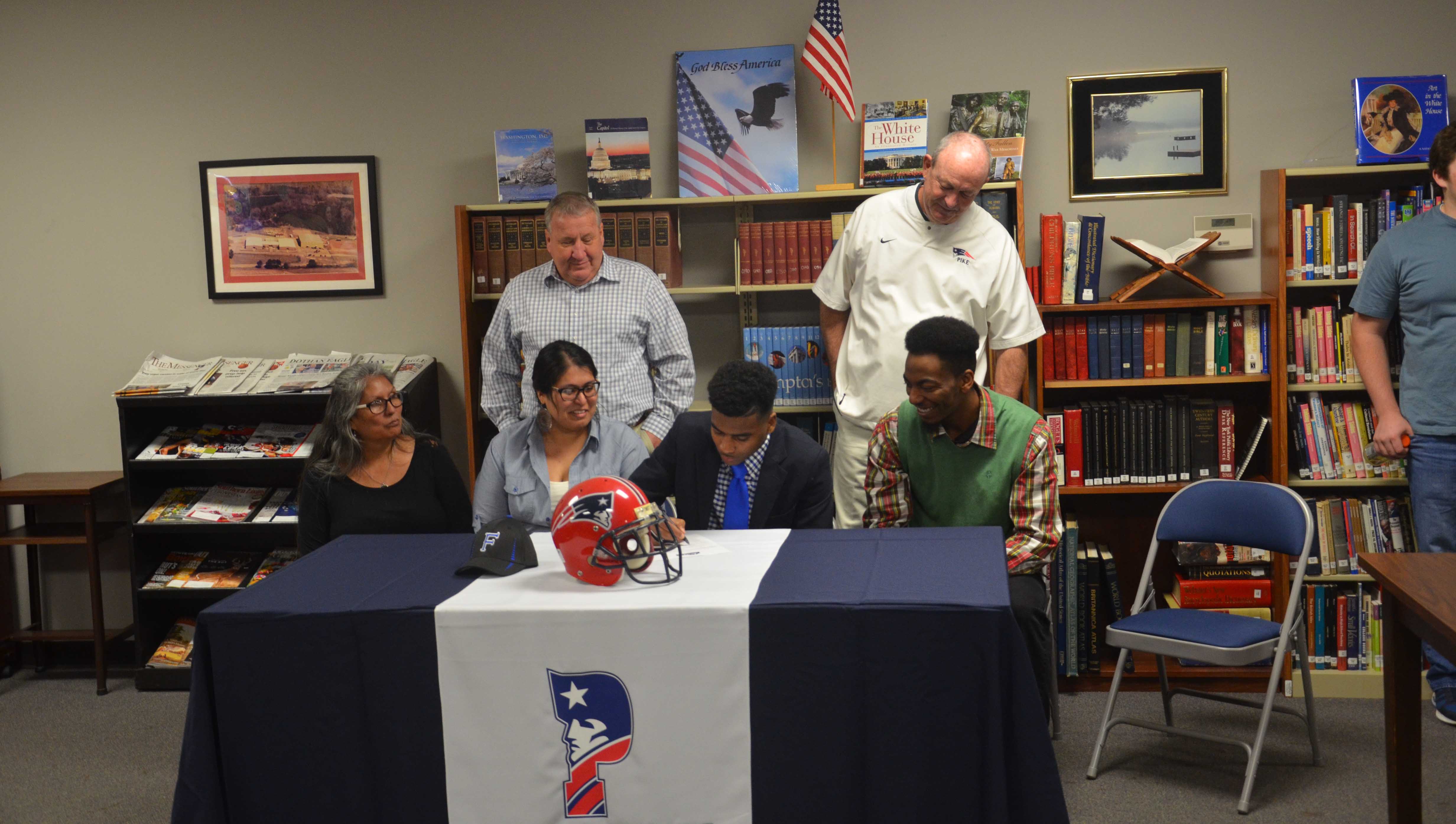 Messenger Photo/Mike Hensley Brayden Herrera signed a National Letter of Intent on Wednesday to play football at Faulkner University in Montgomery.